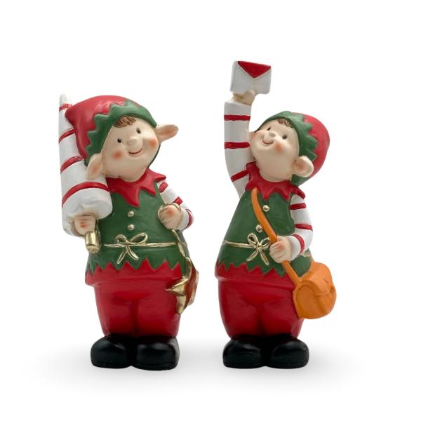 Christmas Elf With Tree / Star Or Letter Bag Statue - 22cm