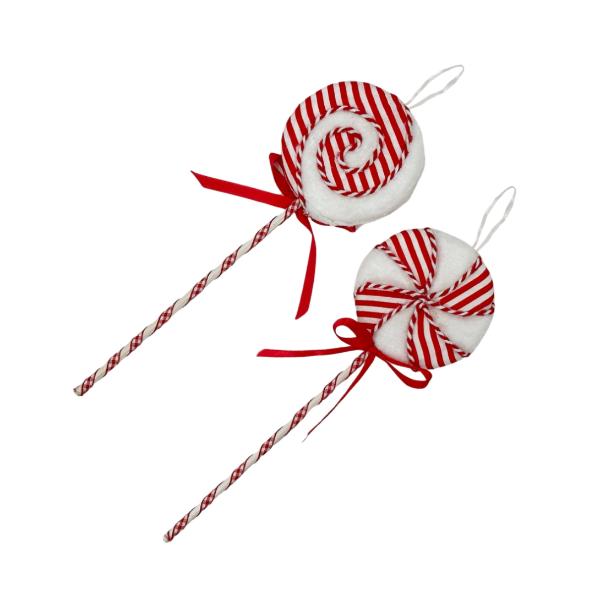 Christmas Red & White Hanging Candy Pop - 8.5cm x 24cm