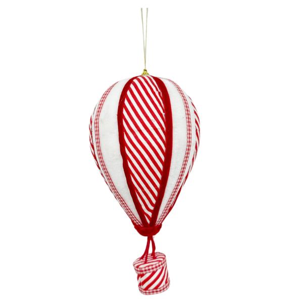 Christmas Red & White Hanging Hot Balloon - 13cm x 27cm