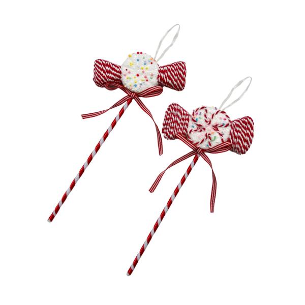 Christmas Candy Lollipop With Bows - 11cm x 26cm