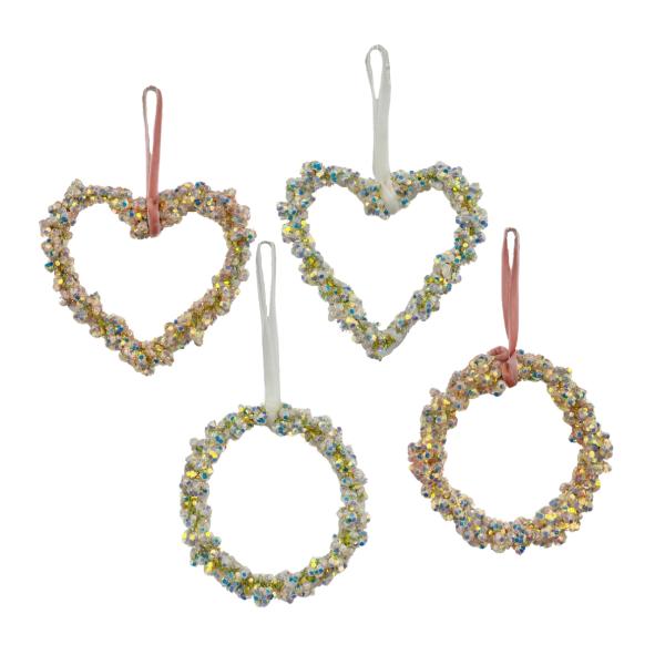 Christmas Sparkling Hanging Heart & Ring - 12cm