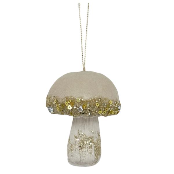 Christmas Rosies Hanging Mushroom - 6cm x 6cm x 7.5cm