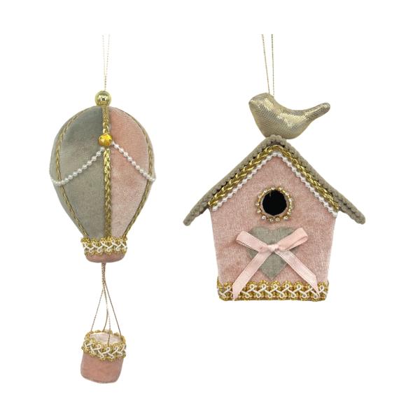 Christmas Rosies Hanging Bird House & Balloon