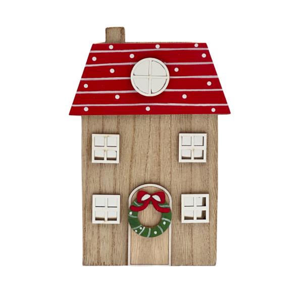 Christmas Wooden House Deco - 11cm x 2cm x 16cm