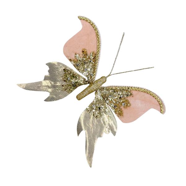 XMAS ROSIES BUTTERFLY WITH CLIP 22X17.5CM