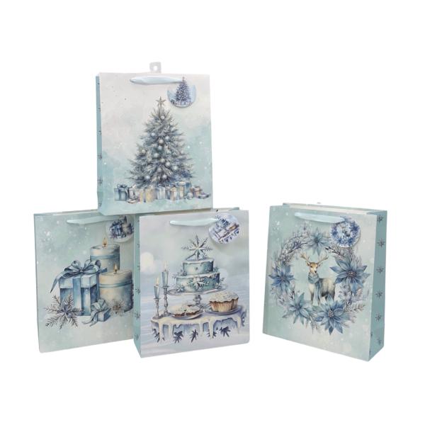 XMAS WINTER WONDERLAND GIFT BAG SML 14.2X11.3X6.5CM 4 ASST