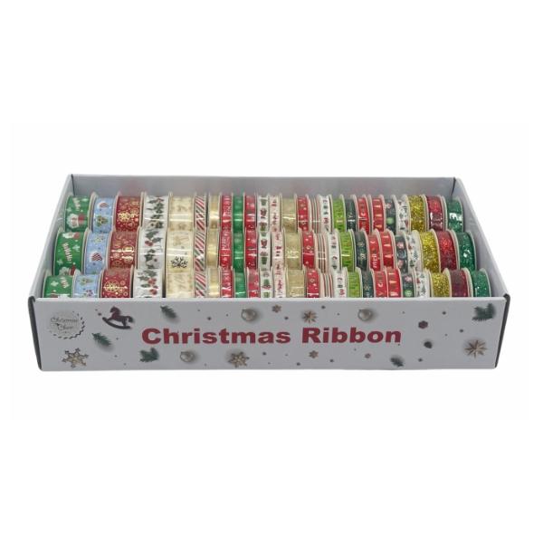 XMAS RIBBON MIXED SIZES AND DESIGNS SML