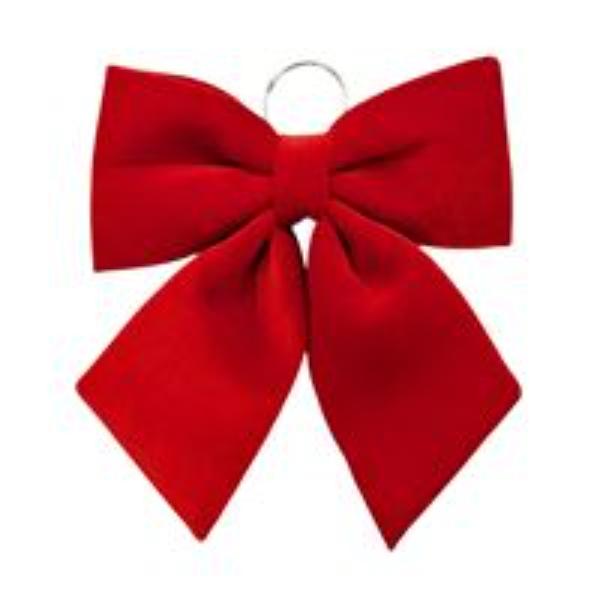 Large Red Velvet Bow With Hanging Ring - 34cm