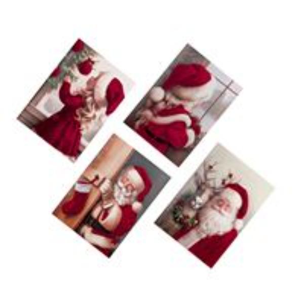 6 Pack Flocked Velvet Santa & Family Christmas Cards - Assorted