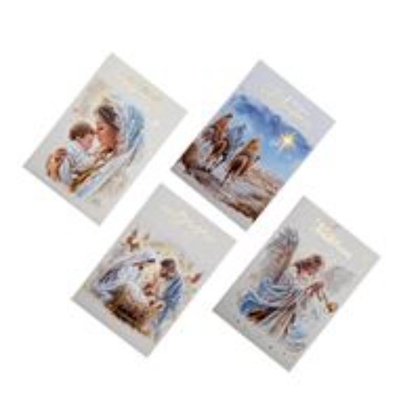 8 Pack Foiled Religious Christmas Cards - Assorted