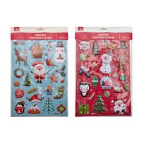 3D Embossed Christmas Stickers - Assorted