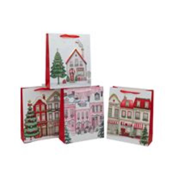 Large Xmas Village Gift Bag - 32x26x12cm