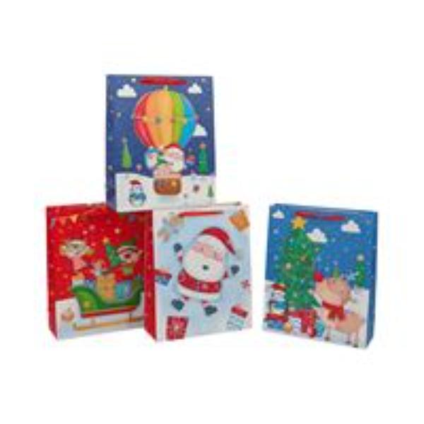 Medium Fun Xmas Foiled Gift Bag - 23x18x10cm
