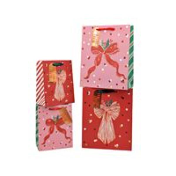 XLarge Red Bow Foiled Gift Bag - 42x31x12cm