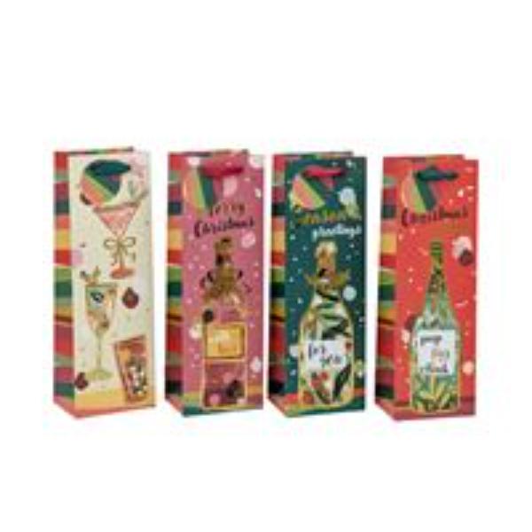Xmas Cheers Foiled Bottle Gift Bag