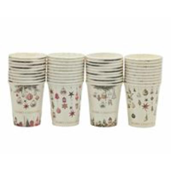 10 Pack Hanging Bauble Xmas Paper Cups - 250ml