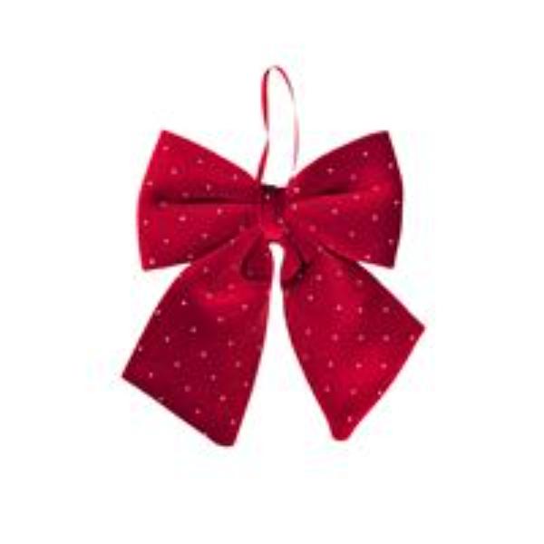 Red Velvet Bow With Diamonds - 17cm