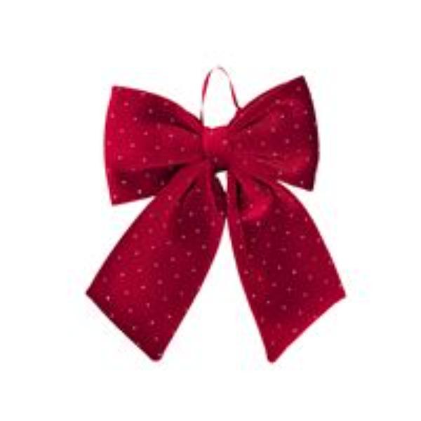 Red Velvet Bow With Diamonds - 24cm