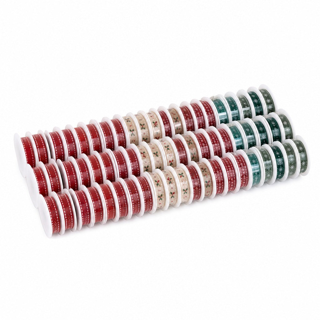 Assorted Xmas Glitter Velvet Ribbon - 1.5cm x 3m