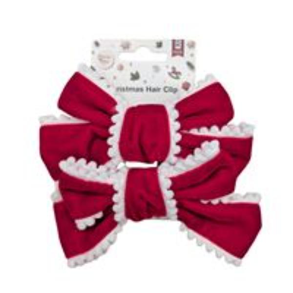 2 Pack Pom Pom Bow Hair Clips