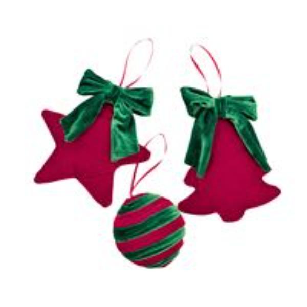 Assorted Velvet Christmas Hanging Decoration