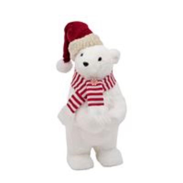 Stripe & Snow Standing Bear - 39cm