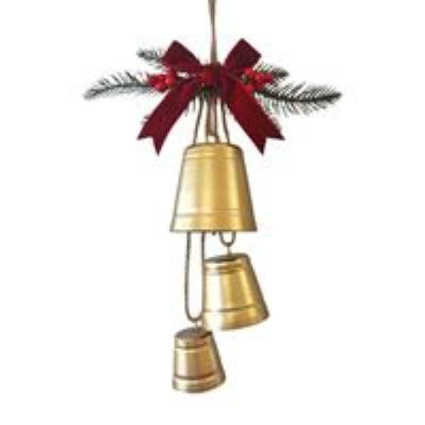 Xmas Gold Pine Bell Trio - 42cm