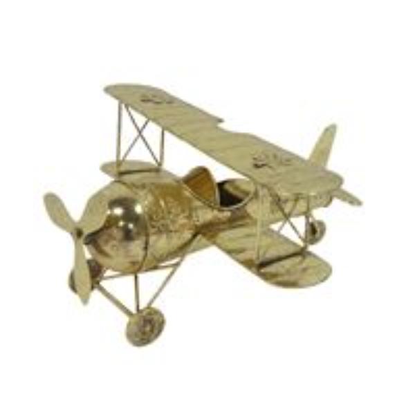 Rustic Gold Metal Plane - 40.2cm