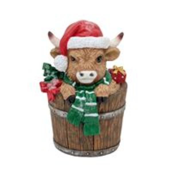 Christmas Polyresin Highland Cow - 25cm