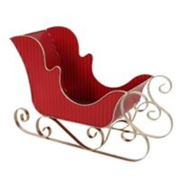 Red Metal Sleigh Decoration - 38cm