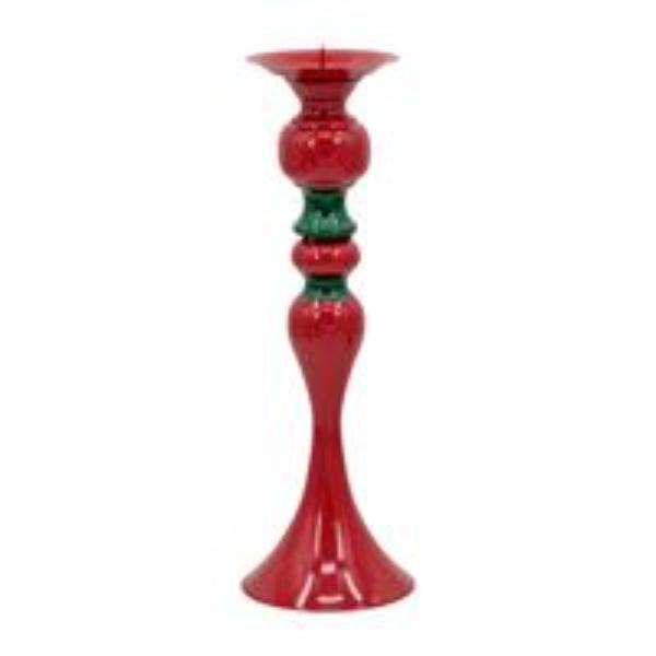 Red & Green Metal Candle Holder - 39cm