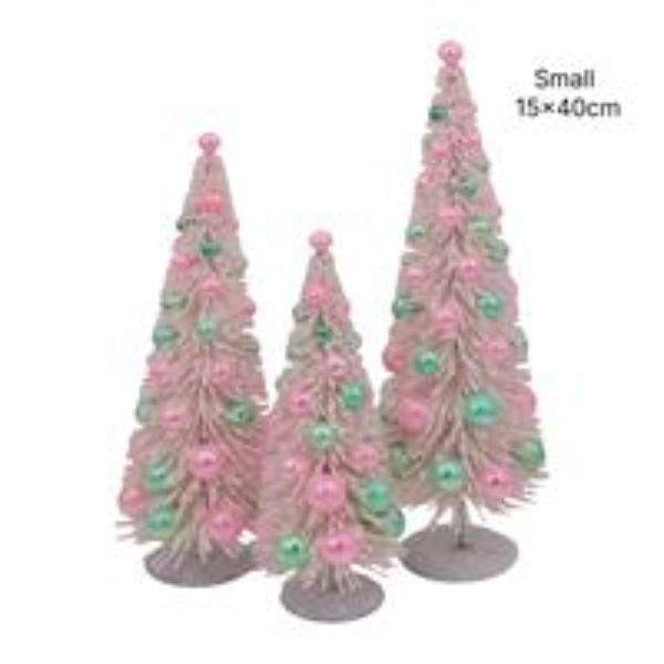 Small Pink & Mint Iridescent Bauble Tree - 40cm