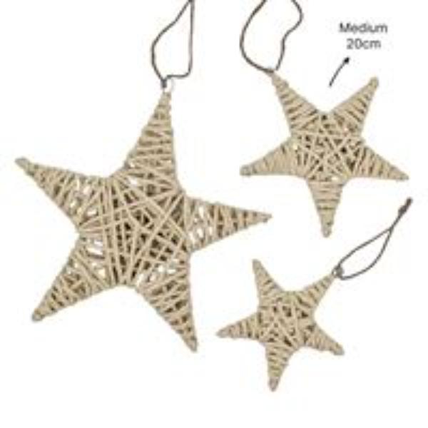 Medium Natural Paper Rope Star - 20cm