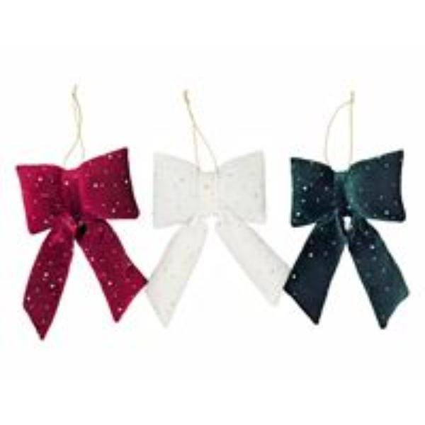 Assorted Fabric Hanging Bow - 17cm