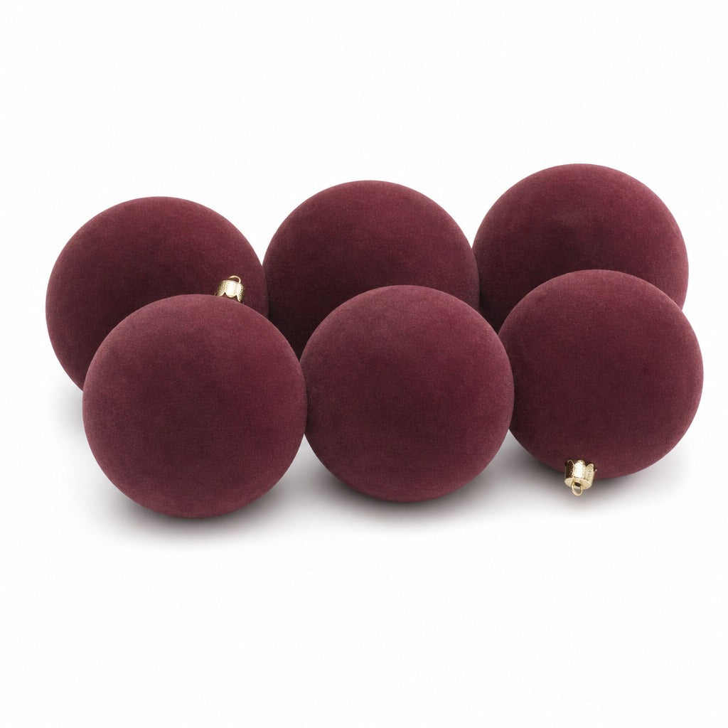 6 Pack Plain Burgundy Velvet Ornament - 8cm