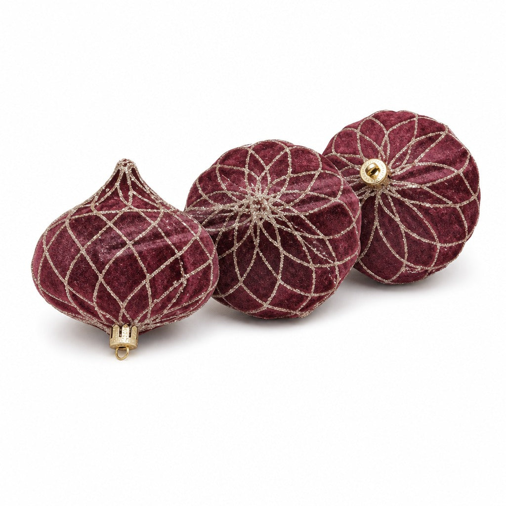 6 Pack Burgundy Velvet Ornament - 13cm
