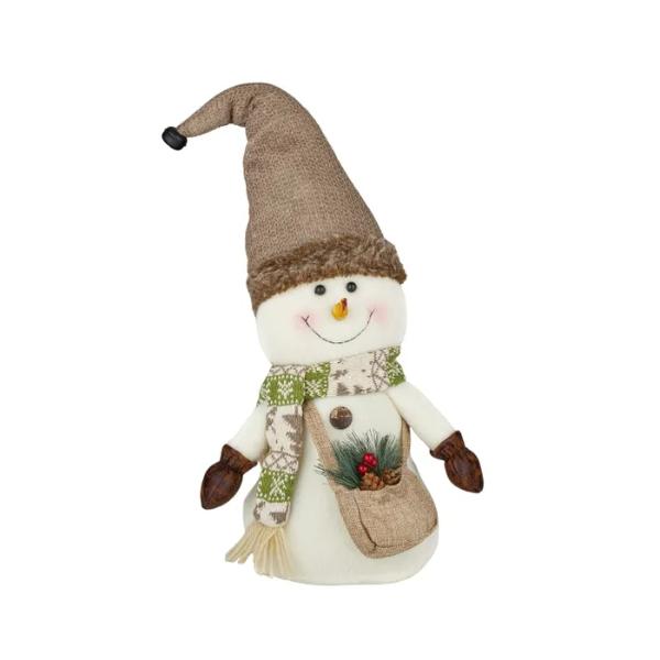 Snowman W/Satchel Deco Fab 22x52cm White