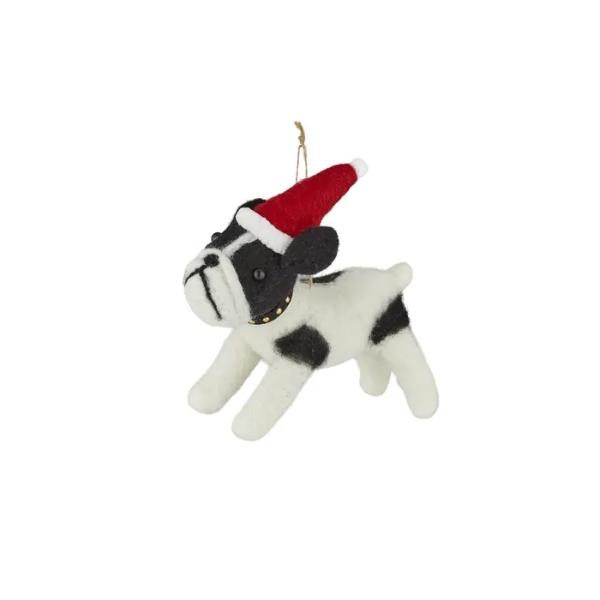 Dog Felt Hanger With Santa Hat - 13cm x 14cm