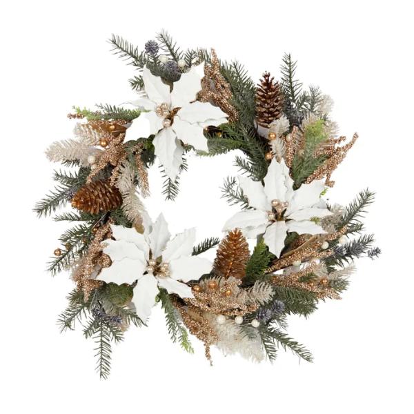 Green & White Floral Wreath Foam - 76cm