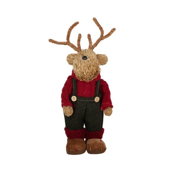 Natural / Red & Green Mix Dougie Deer - 12cm x 27cm