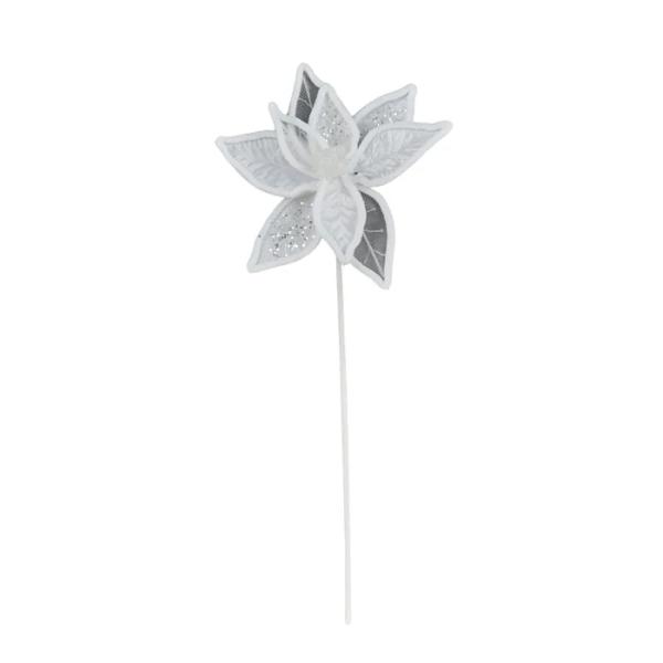 White Poinsettia Fabric Stem - 55cm x 26cm