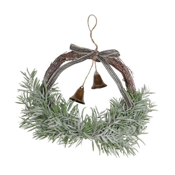 Green Wreath With Bells - 43cm