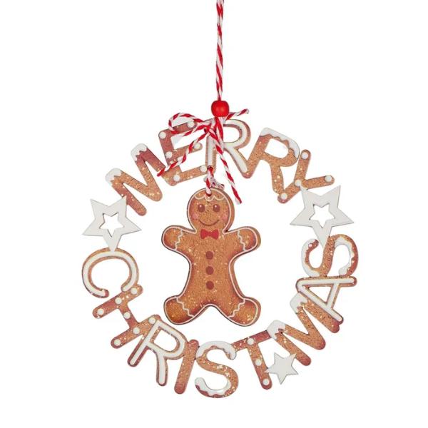 Hanging Gingerbread Boy Wreath - 15cm