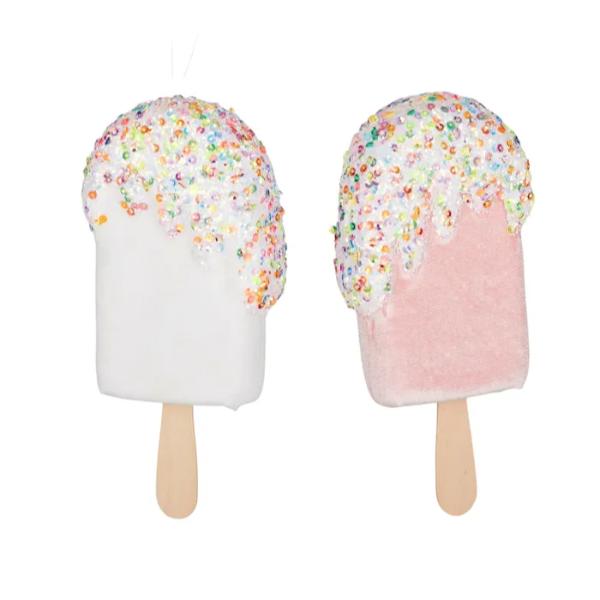 White & Pink Ice Cream Fabric Hangers - 8cm x 11cm