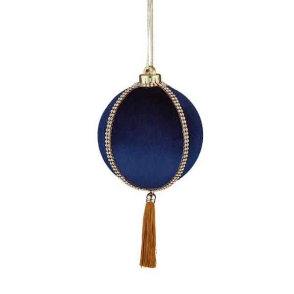 Navy & Gold Glam Fabric Bauble - 10cm x 26cm