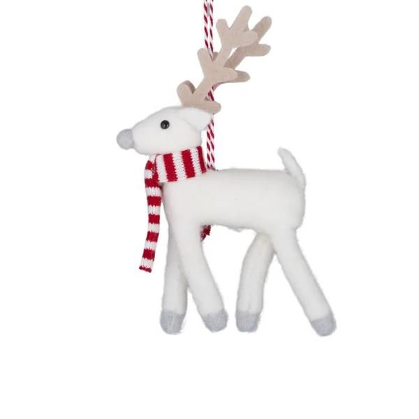 White Deer With Scarf Hanger - 12cm x 18cm