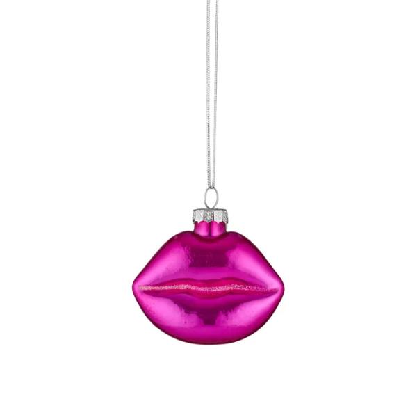 Pink Mwah Mwah Glass Ornament - 7cm x 3.5cm x 6.5cm