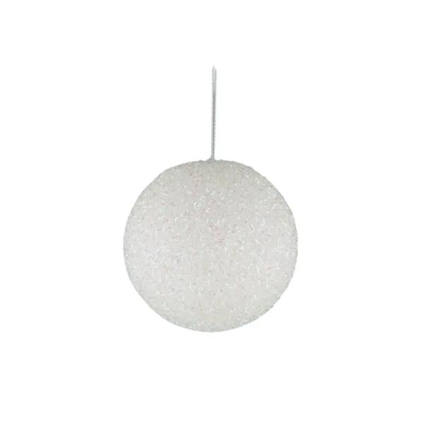 White Glitter Foam Bauble - 15cm
