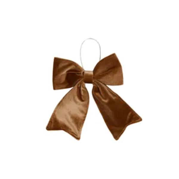 Tan Velvet Bow Tie Decoration - 24cm