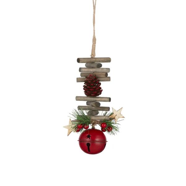 Red Metal Hanging Bell Decor - 30cm